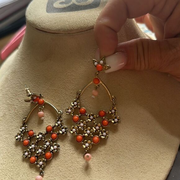 Floral Beaded Chandelier Earrings! - Picture 8 of 11